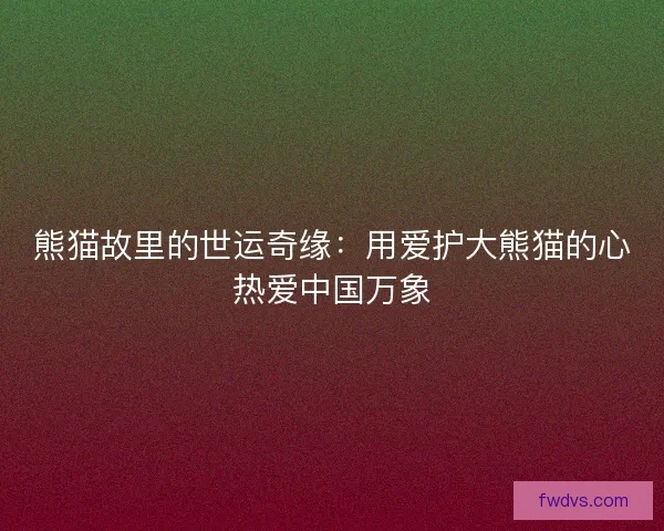 熊猫故里的世运奇缘：用爱护大熊猫的心热爱中国万象